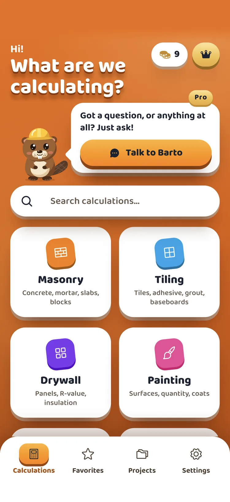 Blok's home screen: Barto and the trades